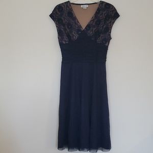 Coldwater Creek Lace & Chiffon  Navy Blue Dress (Read Size Tag Change Below) 6P